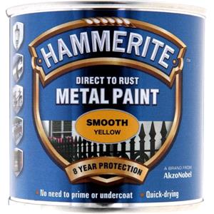 Specialist Paints, Hammerite Direct To Rust Metal Paint   Smooth Yellow   250ml, Hammerite Paint