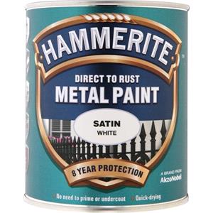 Specialist Paints, Hammerite Direct To Rust Metal Paint - Satin White - 750ml, Hammerite Paint