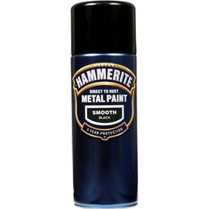 Specialist Paints, Hammerite Direct To Rust Metal Paint Aerosol   Smooth Black   400ml, Hammerite Paint