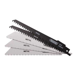 Reciprocating Saw Blades, Draper 52517 Assorted Reciprocating Saw Blades for Multi Purpose Cutting   150mm   Pack of 5, Draper
