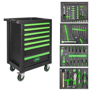Tool Cabinets and Tool Chests, JBM 7 Drawer Tool Cabinet With Tools   Green, JBM Tools