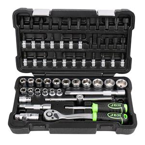 Socket Set, JBM 59 Pieces Tool Case With 3/8 Hex Sockets   Zinc Finish , JBM Tools