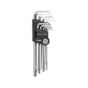Allen Keys, HEX KEY W. BALL SET 9PCS 2.5 10MM CrV, VOREL