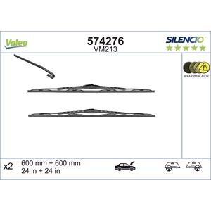 Wiper Blades, Valeo VM213 Silencio Flat Wiper Blades Front Set (600 / 600mm) for MERIVA 2003 to 2010, Valeo