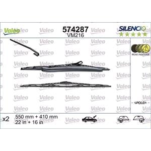 Wiper Blades, Valeo VM216 Silencio Flat Wiper Blades Front Set (550 / 400mm) for Alfa Romeo 147, 2001 to 2010, Valeo
