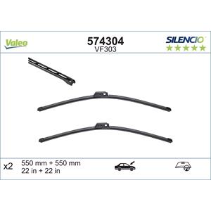 Wiper Blades, Valeo VF303 Silencio Flat Wiper Blades Front Set (550 / 550mm   Slider Arm Connection) for ALLROAD 2000 to 2005, Valeo