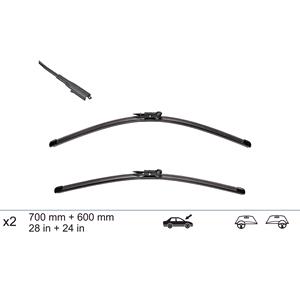 Wiper Blades, Valeo VM404 Silencio Flat Wiper Blades Front Set (700 / 600mm) for Peugeot 307 CC 2003 to 2007, Valeo