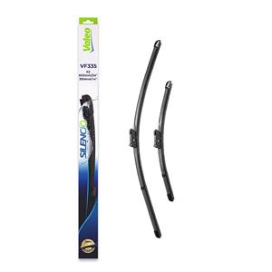 Wiper Blades, Valeo VF335 Silencio Flat Wiper Blades Front Set (600 / 350mm   Push Button Arm Connection) for Abarth 500 2008 Onwards, Valeo