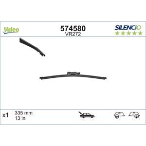Wiper Blades, Valeo VR272 Silencio Rear Wiper Blade (335mm) for Landrover RANGE ROVER VELAR 2017 Onwards, Valeo