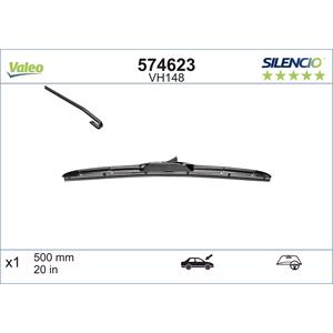 Wiper Blades, Valeo VH148 Silencio Hybrid Passenger Side Wiper Blade (500mm) for Honda CR Z 2010 to 2016, Valeo