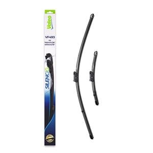 Wiper Blades, Valeo VF493 Silencio Flat Wiper Blades Front Set (700 / 400mm   Push Button Arm Connection) for GOLF SPORTSVAN 2014 Onwards, Valeo