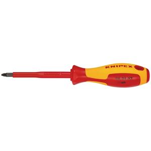 VDE Screwdrivers, KNIPEX 57557 VDE Insulated Pozidriv Screwdriver, PZ2 x 100mm, Draper