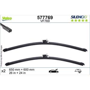 Wiper Blades, Valeo Silencio VF769 Flat Wiper Blades Set (650 / 600mm) for Mercedes SPRINTER 4 t Platform/Chassis 2018 to 2021, Valeo