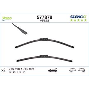 Wiper Blades, Valeo VF878 Silencio Flat Wiper Blades Front Set (750 / 750mm   Pinch Tab Arm Connection) for Ford Galaxy 2015 Onwards, Valeo
