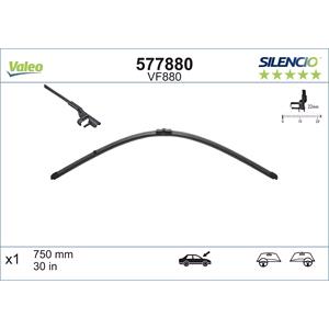 Wiper Blades, Valeo VF880 Silencio Centre Wiper Blade (750mm) for Audi A2, 2000 to 2005, Valeo