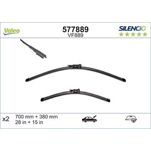 Wiper Blades, Valeo VF889 Silencio Flat Wiper Blades Front Set (700 / 380mm   Pinch Tab Arm Connection) for TRANSIT COURIER Box 2014 Onwards, Valeo