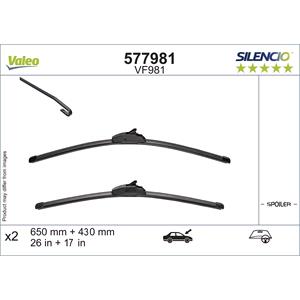 Wiper Blades, Valeo VF981 Silencio Flat Wiper Blades Front Set (650 / 430mm   Hook Type Arm Connection) for Hyundai Tucson 2015 2020, Valeo