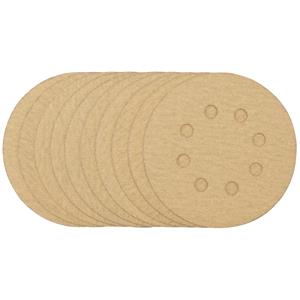 Sanding Discs, Draper 58113 Gold Sanding Discs With Hook & Loop, 125mm, 180 Grit (Pack Of 10), Draper