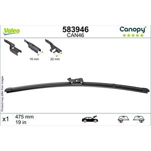 Wiper Blades, Valeo CAN46 Canopy Sustainable Flat Wiper Blade (475 mm) for Honda CIVIC XI Hatchback 2021 Onwards, Valeo