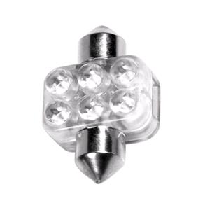 Bulbs - by Bulb Type, 12V Festoon lamp 6 Led - 18x31 mm - SV8,5-8 - 1 pcs  - D-Blister - Red, Pilot