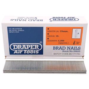 Air Tool Staples and Nails, Draper 59825 25mm Brad Nails (5000), Draper