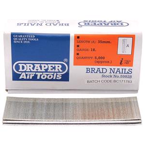 Air Tool Staples and Nails, Draper 59828 35mm Brad Nails (5000), Draper