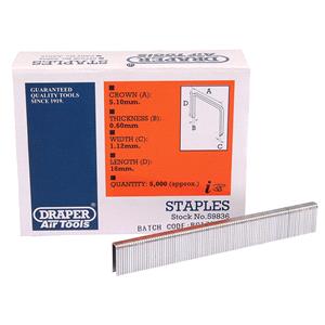 Staples, Draper 59836 16mm Staple (5000), Draper