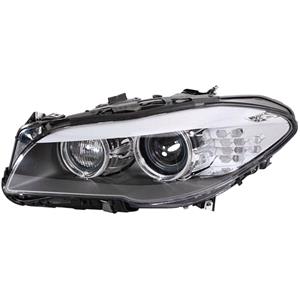Lights, Left Headlamp (Bi Xenon, Takes D1S Bulb, With LED DRL, Without Bending Light, Supplied With Motor, Original Equipment) for BMW 5 Series 2010 2014, 