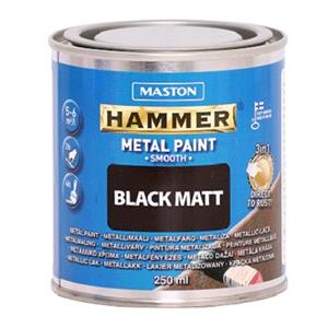 Paints, Maston Hammer Metal Paint   Smooth Black Matt   250ml, MASTON