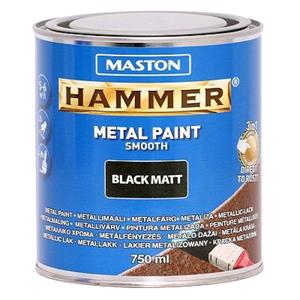 Paints, Maston Hammer Metal Paint   Smooth Black Matt   750ml, MASTON