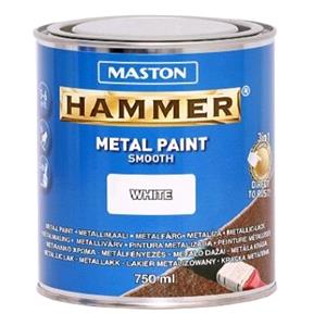 Paints, Maston Hammer Metal Paint   Smooth White   750ml, MASTON