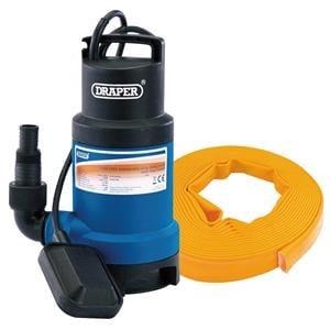 Submersible Water Pumps, Draper 61814 Submersible Dirty Water Pump Kit with Layflat Hose & Adaptor, 200L/Min, 10m x 25mm, 350W, 