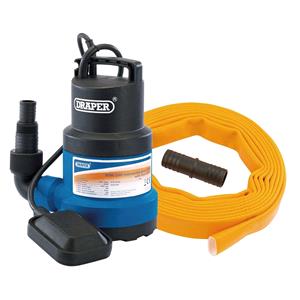 Submersible Water Pumps, Draper 61815 Submersible Clear Water Pump Kit with Layflat Hose and Adaptor, 125L/Min, 5m x 25mm, 350W, Draper