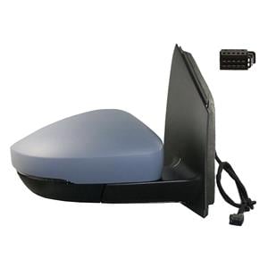 Wing Mirrors, Right Wing Mirror (Electric, heated, indicator, primed cover, rectangular connector) for Volkswagen Polo, 2009 2017, 