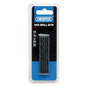Drill Bits, Draper 62909 HSS Twist Drill Bits, 4.0 x 75mm (Pack of 10), Draper