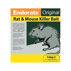 Pest Control, ENDORAT RAT POISON 140G BOX (7 X 20G), 