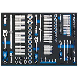 Socket Set, Draper Expert 63537 1 4 inch, 3 8 inch, and 1 2 inch Socket Set in Full Plus Drawer EVA Insert Tray (96 Piece), Draper