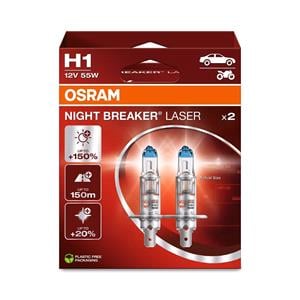 Bulbs   by Vehicle Model, Osram Night Breaker Laser 12V 55W H1 +150% Brighter Headlight Bulb   Twin Pack for Volkswagen PASSAT Estate, 1988 1997, Osram