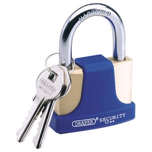 Locks and Security, Draper 64166 52mm Solid Brass Padlock and 2 Keys with Hardened Steel Shackle and Bumper, Draper