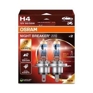 Bulbs   by Bulb Type, Osram Night Breaker 220 12V 55/60W H4 +220% Brighter Bulbs   Twin Pack, Osram