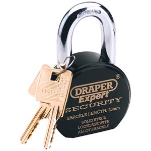 Locks and Security, Draper Expert 64206 63mm Heavy Duty Stainless Steel Padlock and 2 Keys, Draper
