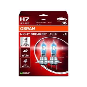 Bulbs   by Bulb Type, Osram Night Breaker Laser 12V 55W H7 +150% Brighter Bulb   Twin Pack, Osram