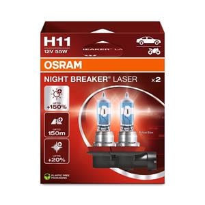 Bulbs   by Bulb Type, Osram Night Breaker Laser 12V 55W H11 +150% Brighter Bulb   Twin Pack, Osram