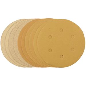 Sanding Discs, Draper 64284 Gold Sanding Discs With Hook & Loop, 150mm, Assorted Grit   120G, 180G, 240G, 320G, 400G (Pack Of 10), Draper