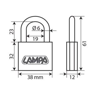 Locks and Security, Standard, brass padlock   40 mm, Lampa