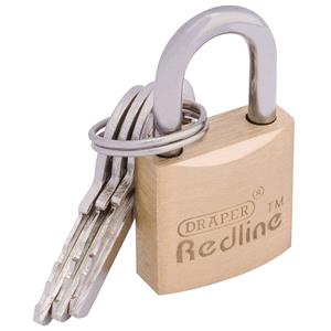 Locks and Security, Draper Redline 68019 20mm Brass Cylinder Padlock, Draper