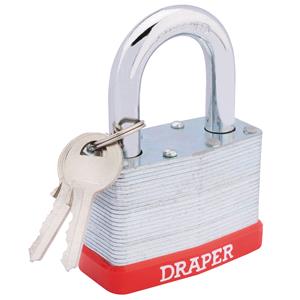Locks and Security, Draper Redline 68807 65mm Laminated Steel Padlock, Draper