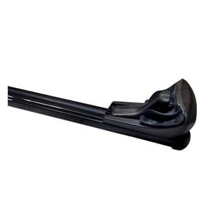 Complete set of black aluminium roof bars for cars with raised rails, supplied with locks and keys.