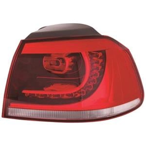 Lights, Right Rear Lamp (Outer, On Quarter Panel, LED Type, Dark Cherry Red) for Volkswagen GOLF VI 2009 on, 