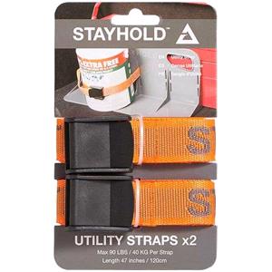 Straps and Ratchet Tie Downs, Stayhold utility Straps (Pair)   4ft 1.2mx 28mm   Orange, STAYHOLD